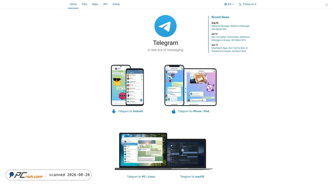 Screenshot di t.me