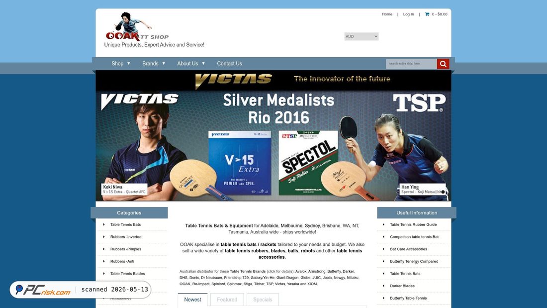 Zrzut ekranu tabletennisshop.com.au