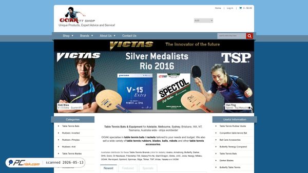 tabletennisshop.com.au screenshot