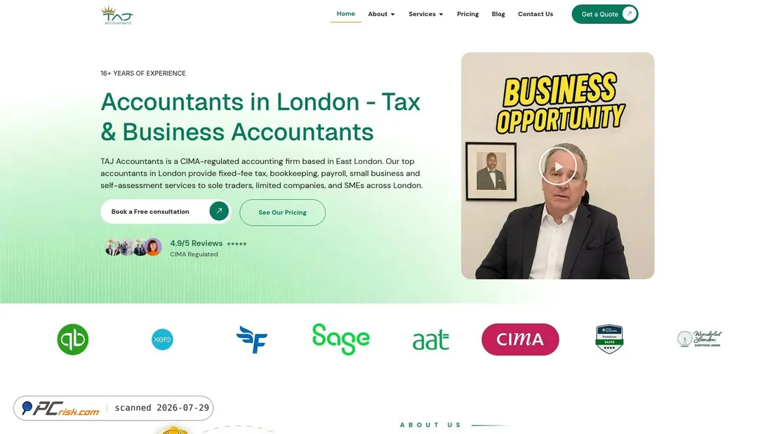 Screenshot of tajaccountants.co.uk