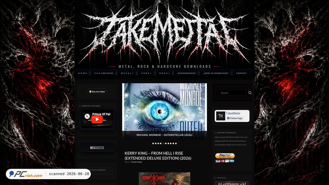 Screenshot of takemetal.org
