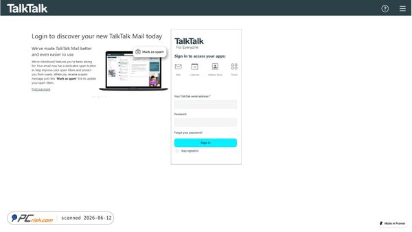 talktalkaccountvalidationrequired.framer.website screenshot