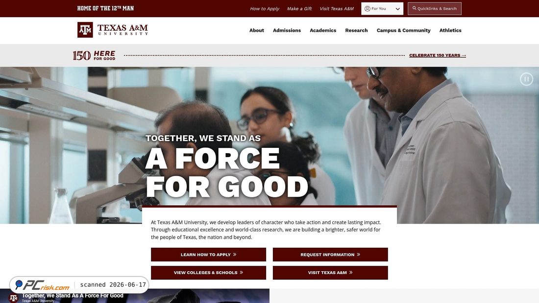 Screenshot of tamu.edu