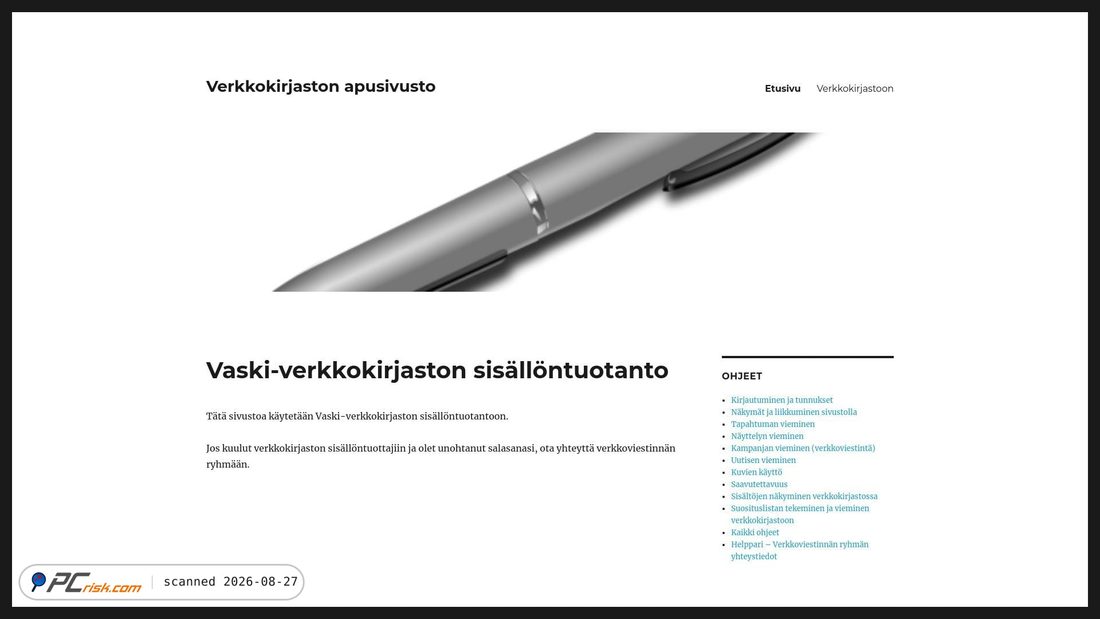 Screenshot von tapahtumat.vaskikirjastot.fi