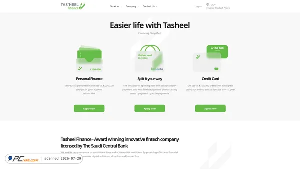 tasheelfinance.com screenshot