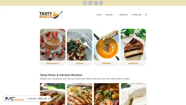 Captura de ecrã de tastyroots.blog