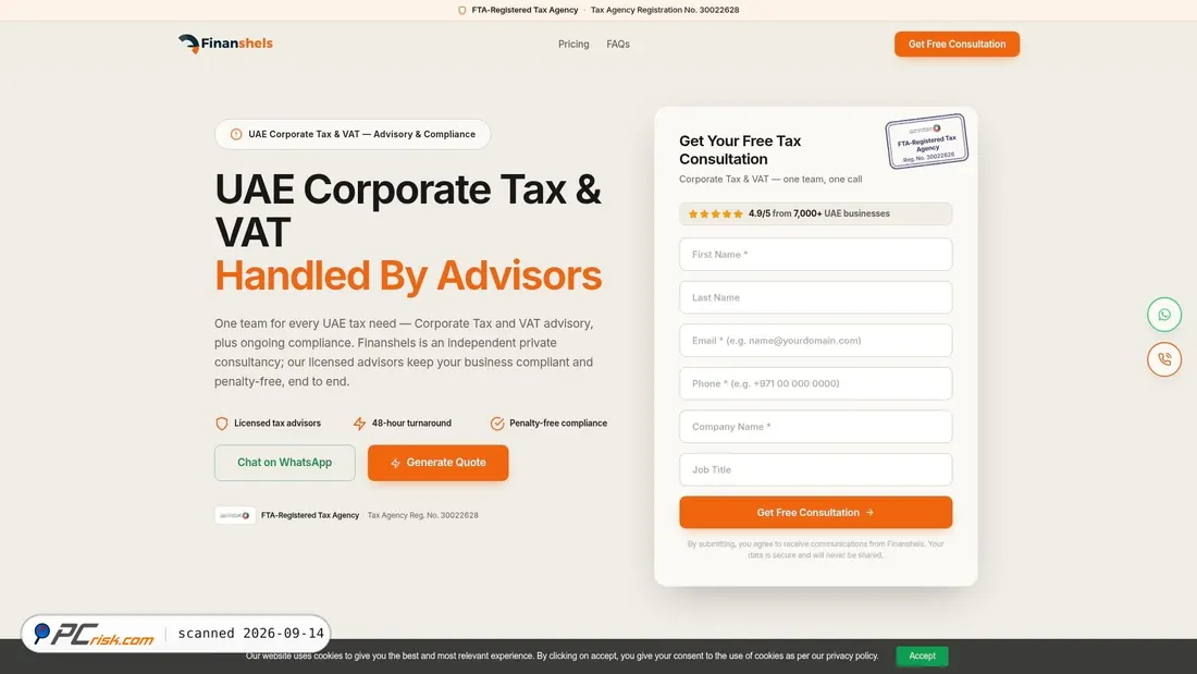 Screenshot di tax.finanshels.com