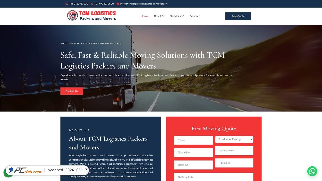 Captura de pantalla de tcmlogisticspackersandmovers.in