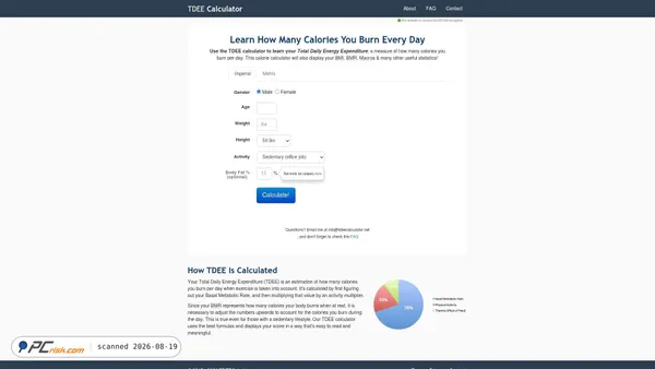 Screenshot di tdeecalculator.net