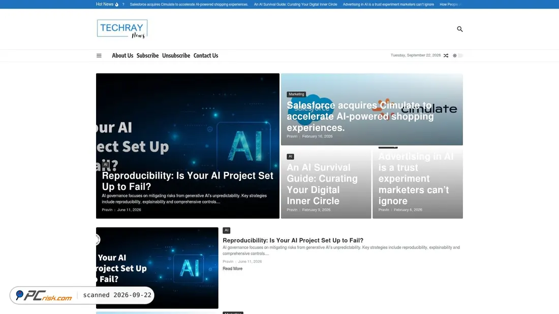 Captura de ecrã de techraynews.com
