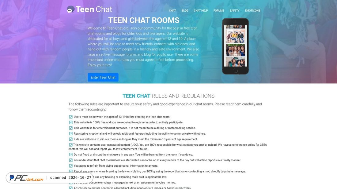 Captura de pantalla de teen-chat.org