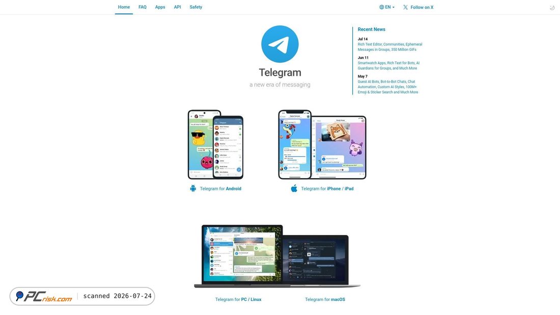 Screenshot di telegram.me