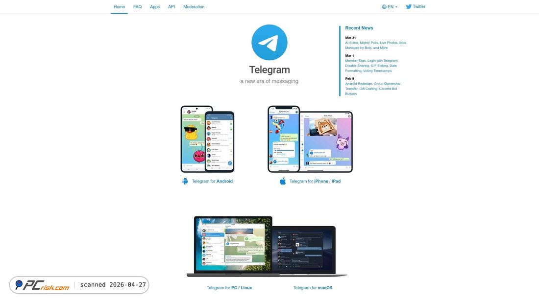 Screenshot of telegram.org
