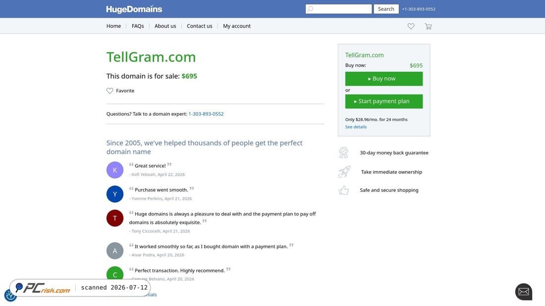 Screenshot of tellgram.com