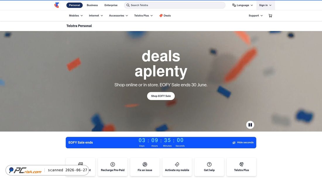 Screenshot of telstra.com