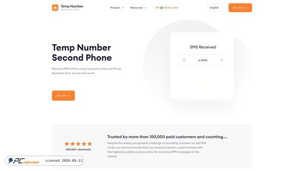 Zrzut ekranu temp-number.org