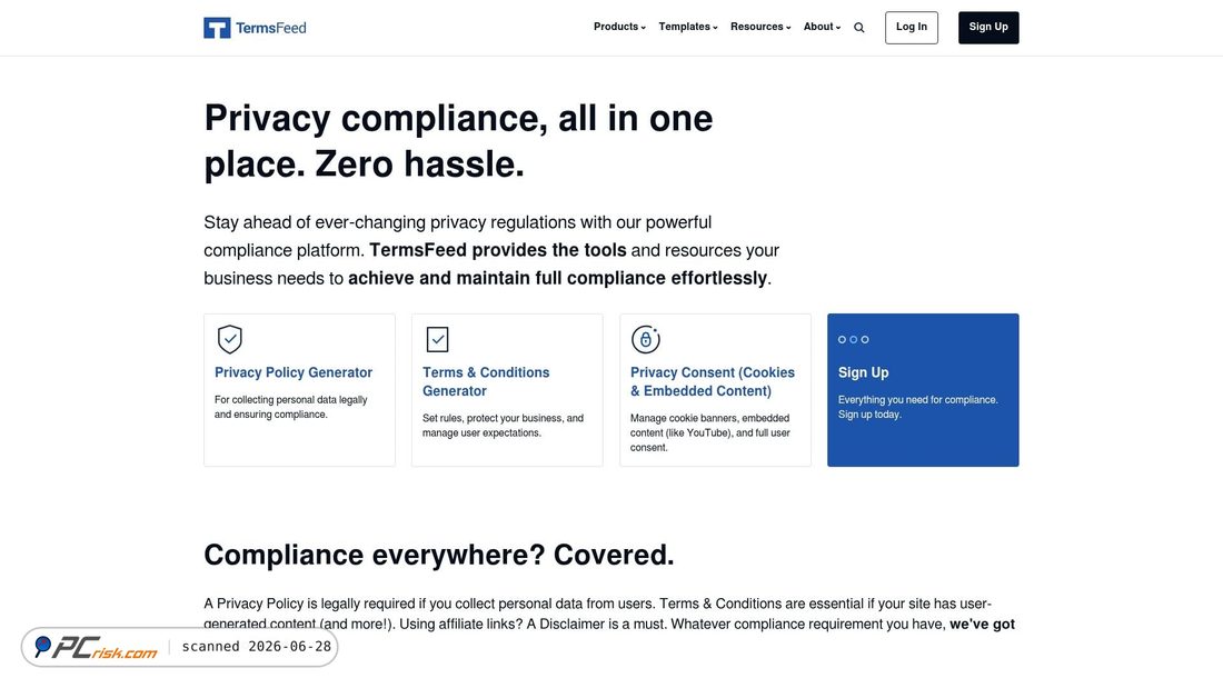 Screenshot of termsfeed.com