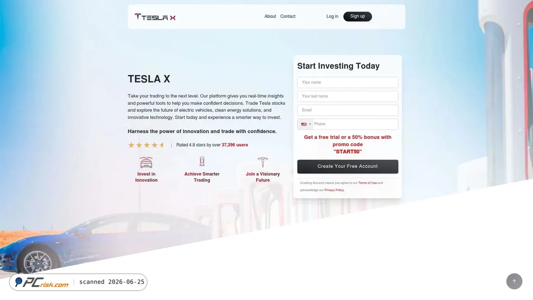 Screenshot of tesla-x.eu
