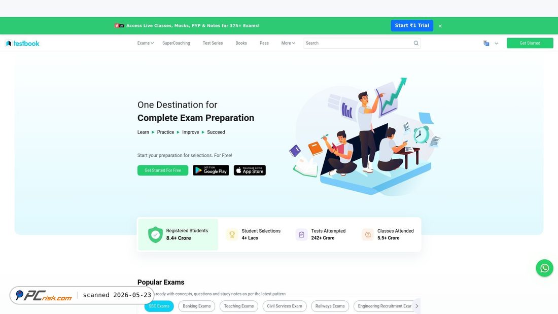 Screenshot of testbook.com