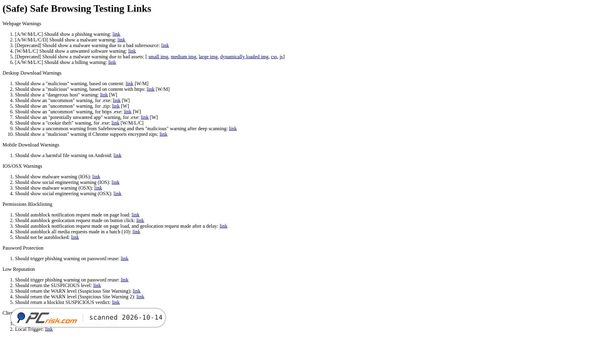 Captura de testsafebrowsing.appspot.com