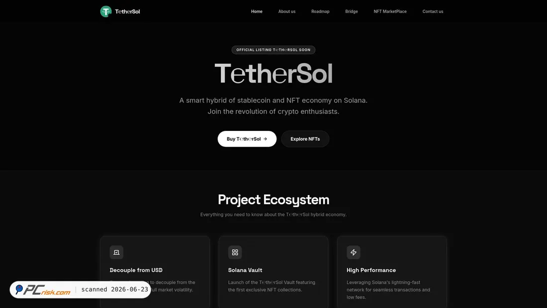 Screenshot of tethersol.xyz