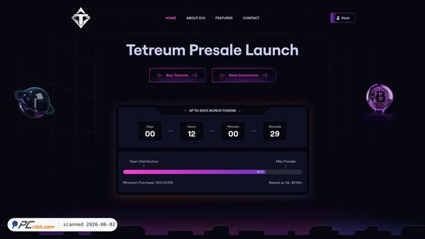 tetreumtoken.com screenshot