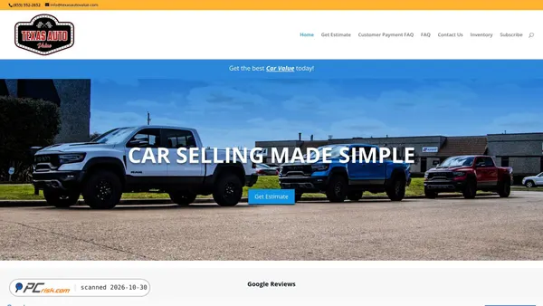 Capture d’écran de texasautovalue.com