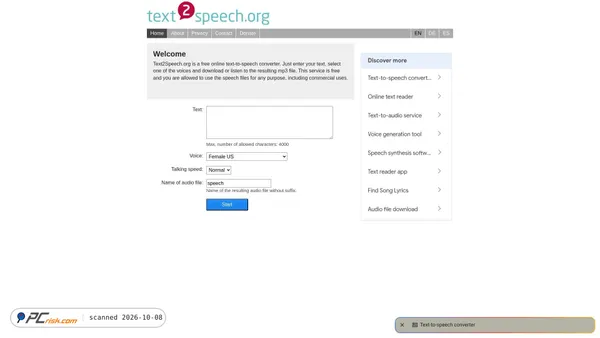 text2speech.org screenshot