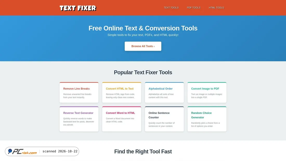 Capture d’écran de textfixer.com