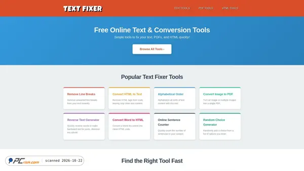 Captura de ecrã de textfixer.com