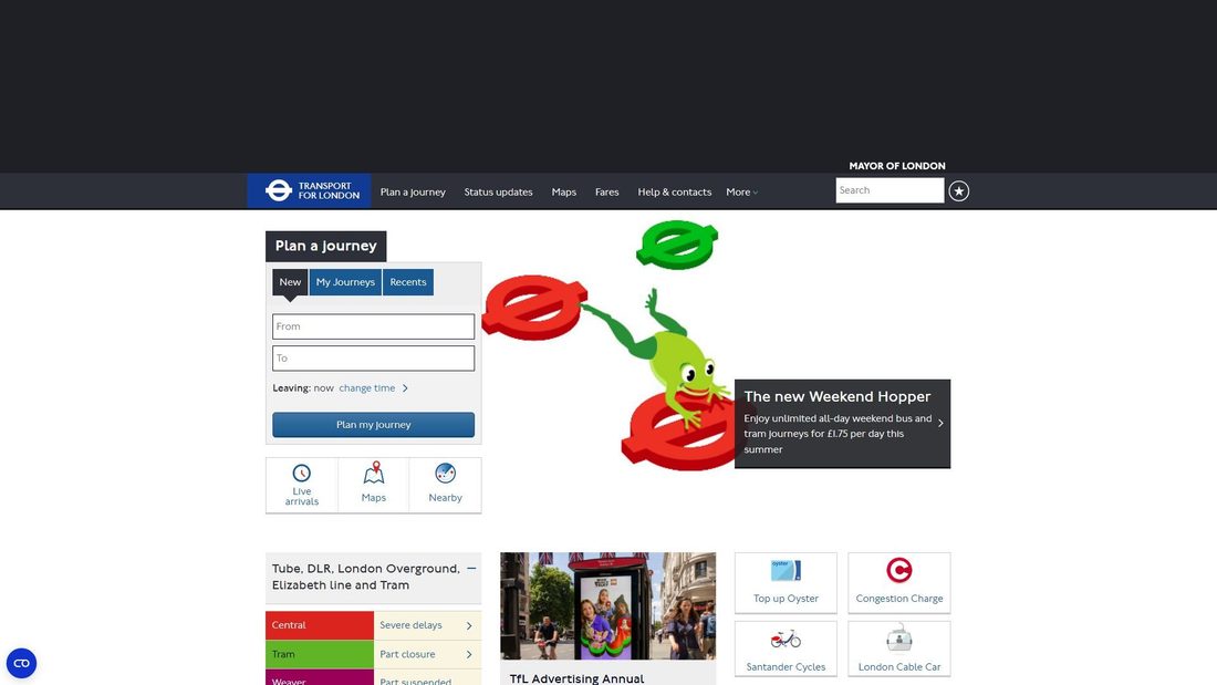 Screenshot di tfl.gov.uk