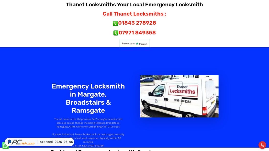 Captura de pantalla de thanetlocksmiths.co.uk
