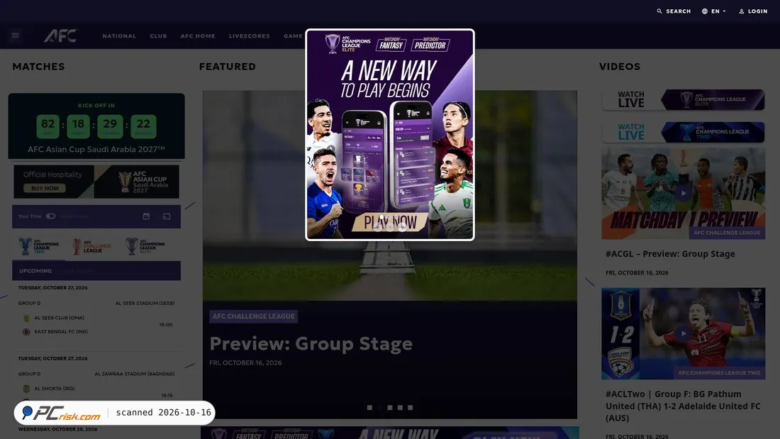 Captura de ecrã de the-afc.com