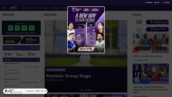 Captura de ecrã de the-afc.com