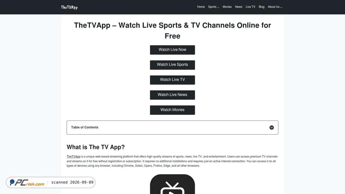 Capture d’écran de the-tvapp.com