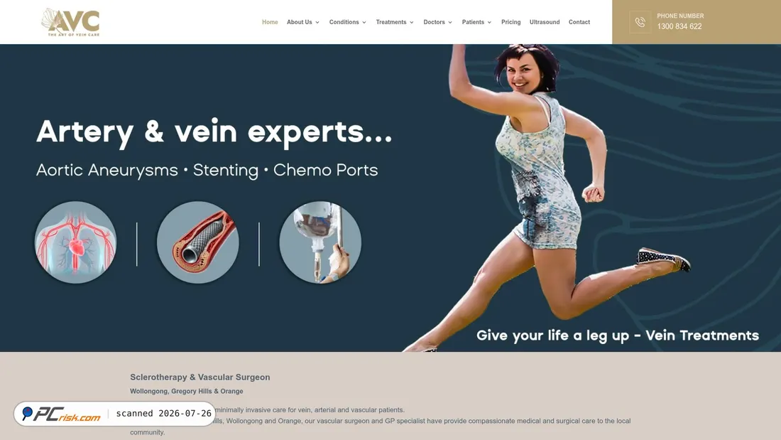 Screenshot of theartofveincare.com.au