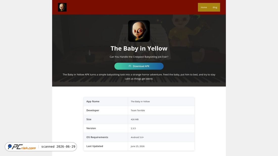 Screenshot of thebabyinyellow.org
