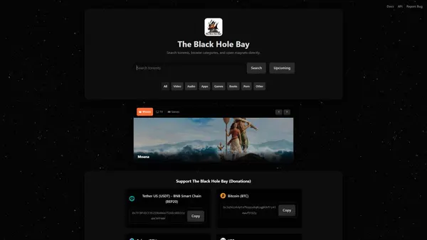 Screenshot di theblackholebay.lol