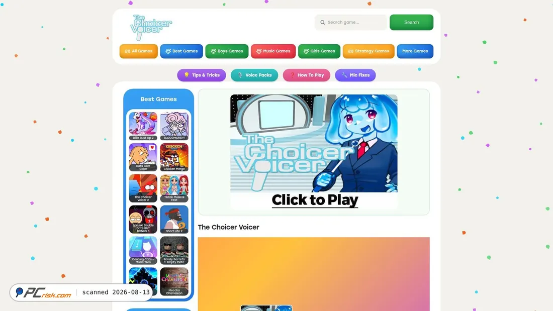 Screenshot of thechoicervoicergames.com