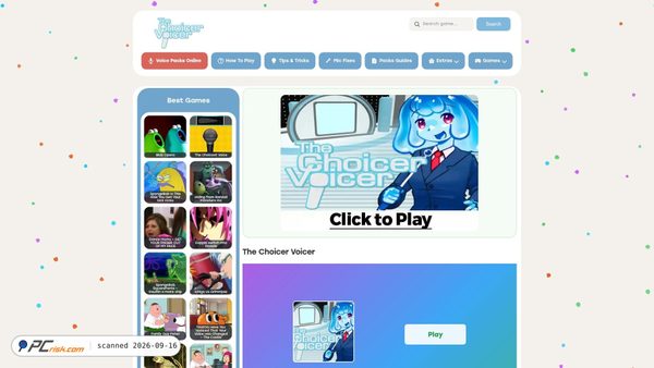 Screenshot van thechoicervoicergames.com