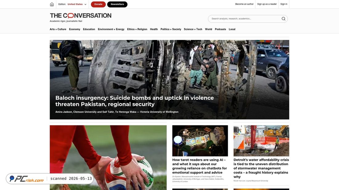 Captura de ecrã de theconversation.com