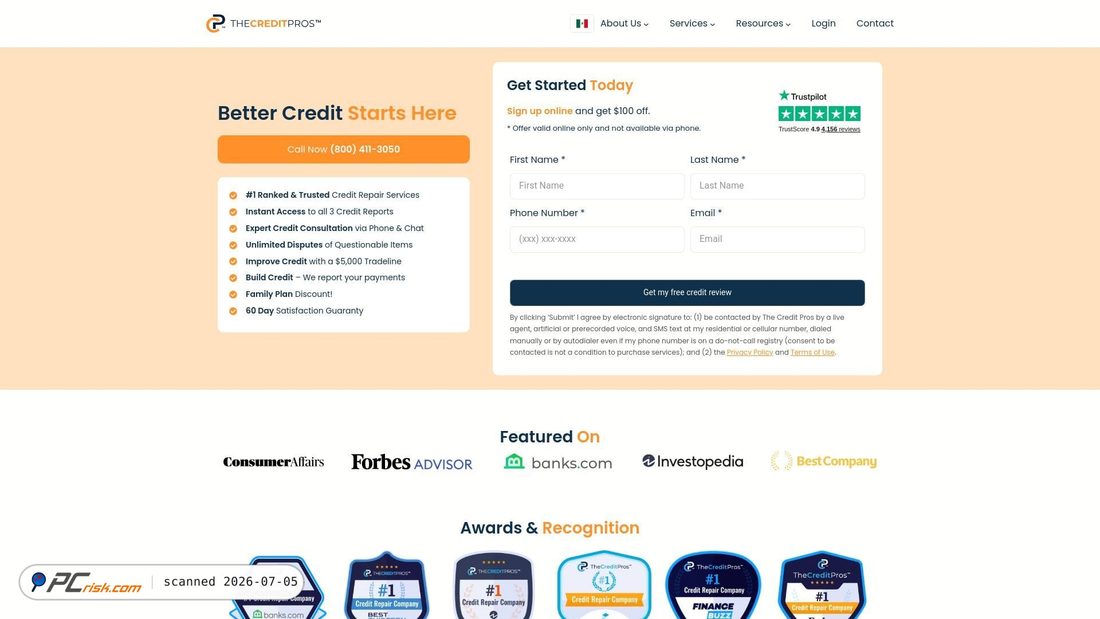 Screenshot di thecreditpros.com