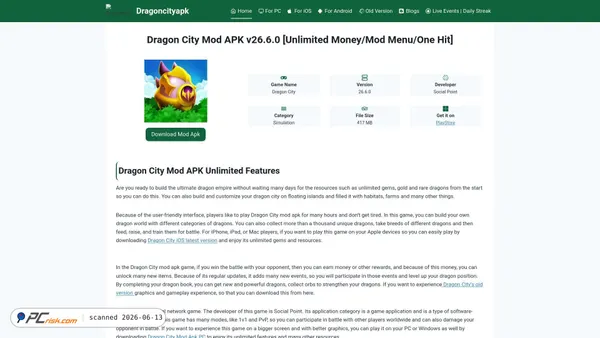 thedragoncityapks.com screenshot