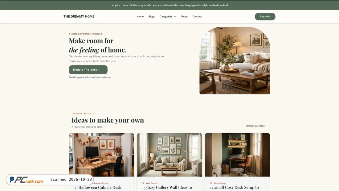 Screenshot of thedreamyhomespaces.com