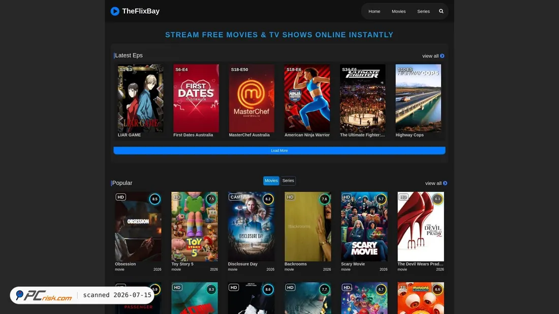 Screenshot of theflixbay.com