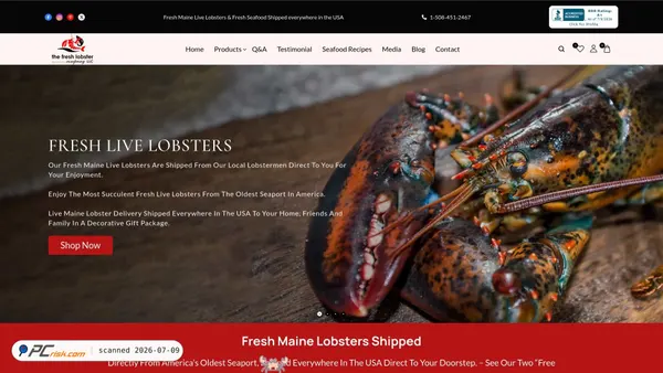 thefreshlobstercompany.com screenshot