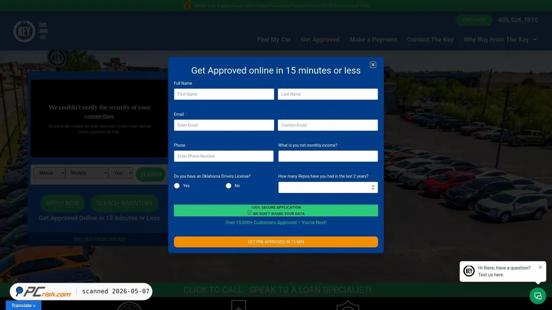 Screenshot von thekeyonline.com
