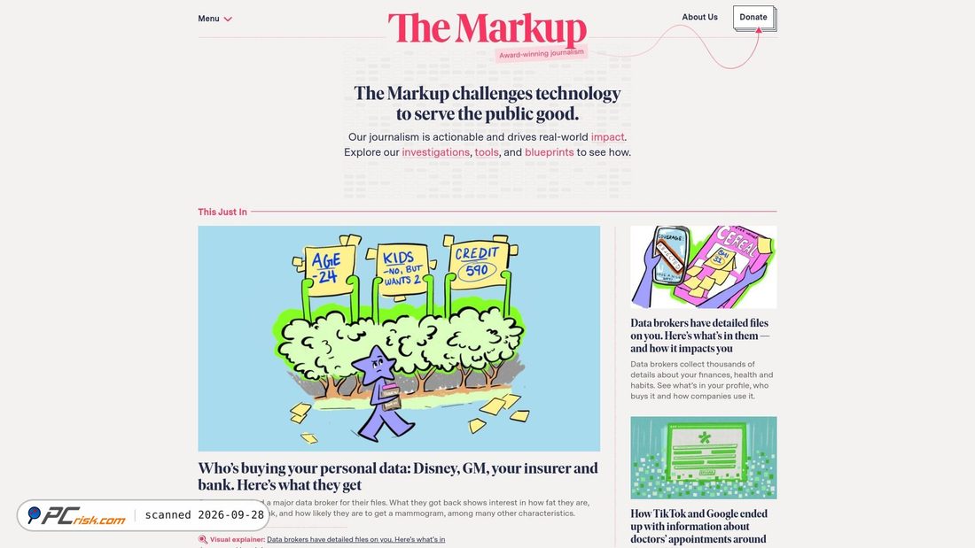 Screenshot of themarkup.org