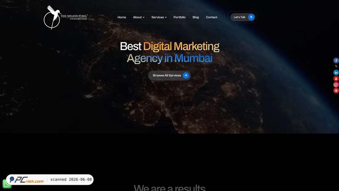 Captura de pantalla de themilionpixel.com