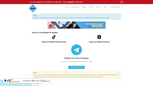 Captura de ecrã de thenkiri.com